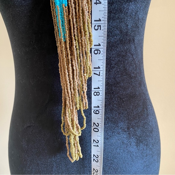 Drape Bead Necklace, Gold Turquoise, 22in - Picture 14 of 14